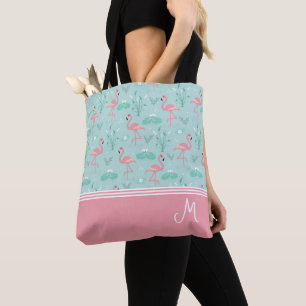 Gepersonaliseerde Flamingo Gift Monogram Draagtas