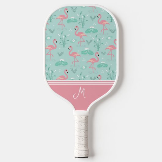 Gepersonaliseerde Flamingo Gift Monogram Pickleball Paddle (Voorkant)
