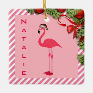  gepersonaliseerde Flamingo Keramisch Ornament