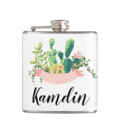 Gepersonaliseerde Flask Bohemian Cactus Succulents Heupfles (Voorkant)