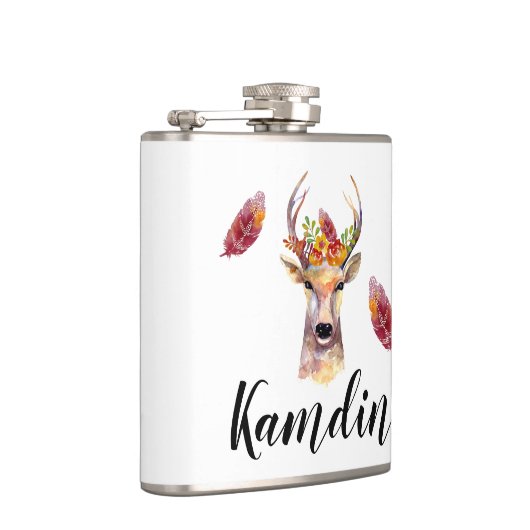 Gepersonaliseerde Flask boho hert Buck Head Browni Heupfles (Rechts)