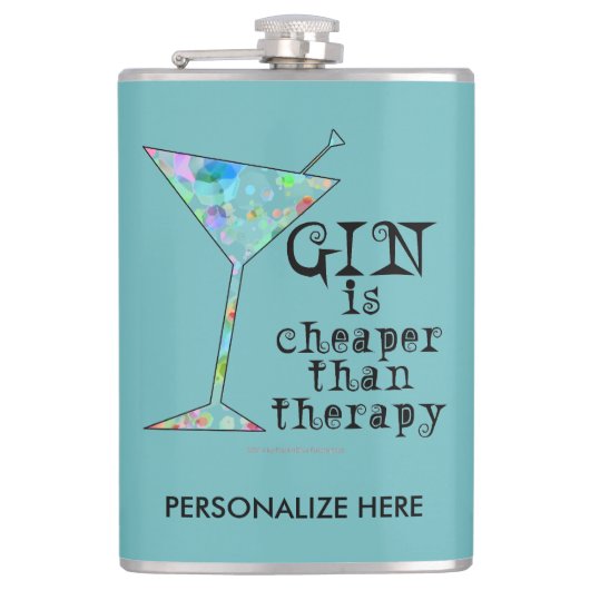 GEPERSONALISEERDE FLASK - GIN IS KAPER DAN THERAPI HEUPFLES (Voorkant)