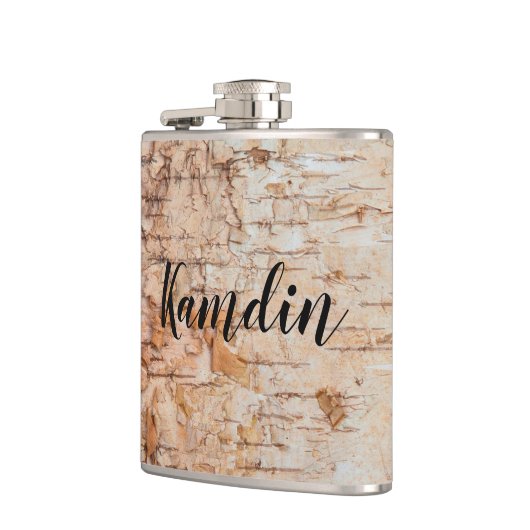Gepersonaliseerde Flask land schuur hout kant sier Heupfles (Links)