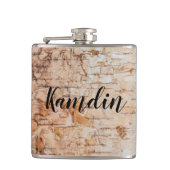 Gepersonaliseerde Flask land schuur hout kant sier Heupfles (Voorkant)