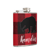 Gepersonaliseerde Flask Red Buffalo Plaid Beer Zwa Heupfles (Rechts)