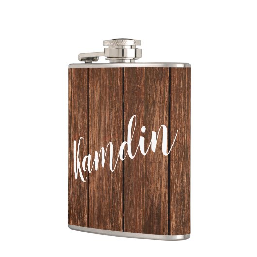 Gepersonaliseerde Flask Schuur Hout Land Rustiek Heupfles (Links)