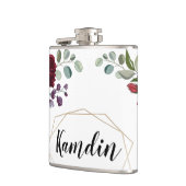 Gepersonaliseerde Flask Witte Rozen Gouden Geometr Heupfles (Links)