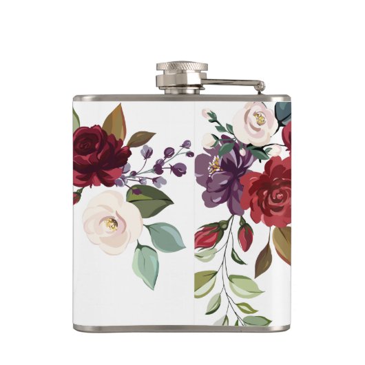 Gepersonaliseerde Flask Witte Rozen Gouden Geometr Heupfles (Achterkant)