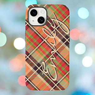 Gepersonaliseerde Flat Checkered Plaid Case-Mate iPhone 14 Hoesje