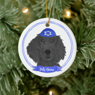 Gepersonaliseerde Flat Coated Retriever hond Chano Keramisch Ornament