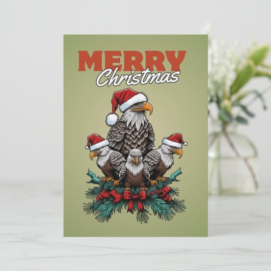 Gepersonaliseerde Flat Eagle Holiday Kaart (Staand voorkant)