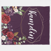 Gepersonaliseerde Fleece Gooi Pruim Paarse Rozen G (Voorkant (Horizontaal))