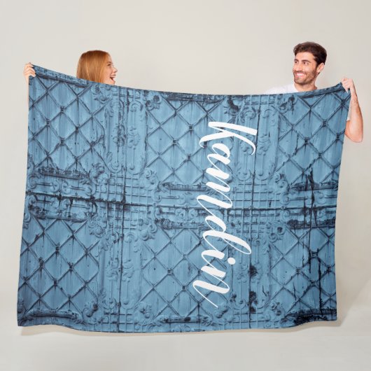 Gepersonaliseerde fleece Gooi Rustiek Tin Panel Pl (In situ)