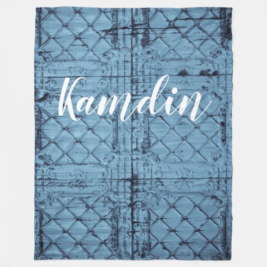 Gepersonaliseerde fleece Gooi Rustiek Tin Panel Pl (Voorkant)