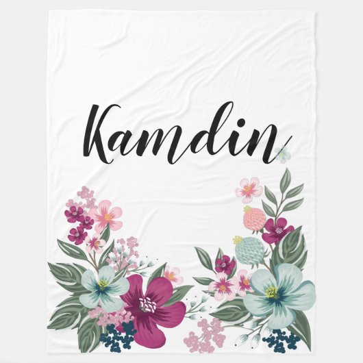 Gepersonaliseerde fleece Gooi tropische bloem op w (Voorkant)