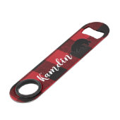 Gepersonaliseerde flesopener Red Buffalo Plaid Bee Speed Flessenopener (Voorkant Gekanteld)