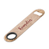 Gepersonaliseerde flesopener tarwe op Burlap Sack Speed Flessenopener (Voorkant Gekanteld)