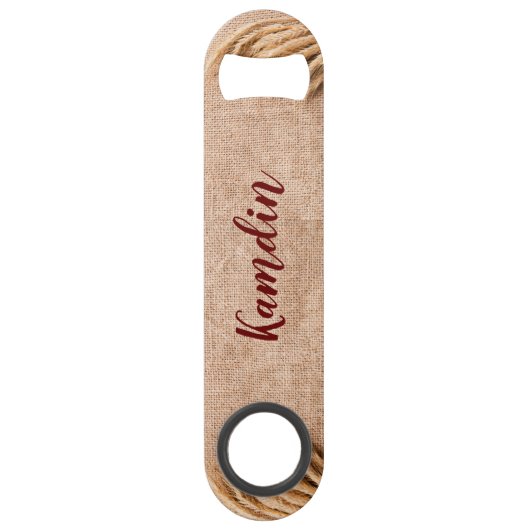 Gepersonaliseerde flesopener tarwe op Burlap Sack Speed Flessenopener (Voorkant)