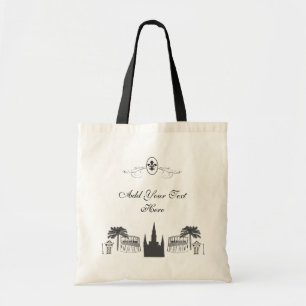 Gepersonaliseerde Fleur de Lis New Orleans Scene Tote Bag