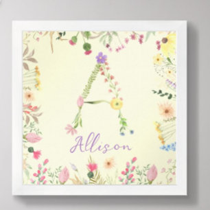 Gepersonaliseerde Floral Alphabet Initiaal kinderk Poster