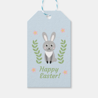 Gepersonaliseerde Floral Bunny Paascadeau Labels Cadeaulabel