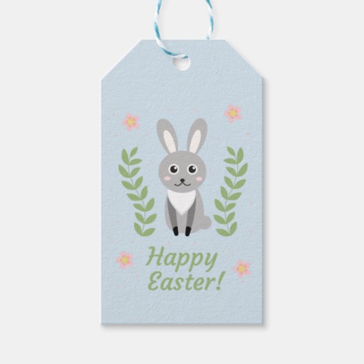 Gepersonaliseerde Floral Bunny Paascadeau Labels Cadeaulabel (Voorkant)