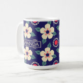 Gepersonaliseerde Floral Coffee Mok met naam (Voorkant links)