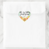 Gepersonaliseerde Floral Heart 50e bruiloft Jubile Hart Sticker (Tas)