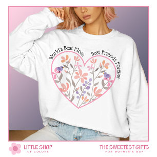 Gepersonaliseerde Floral Heart Moederdag Trui