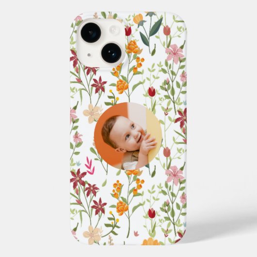 Gepersonaliseerde Floral iPhone Case – Voeg uw fot (Achterkant)