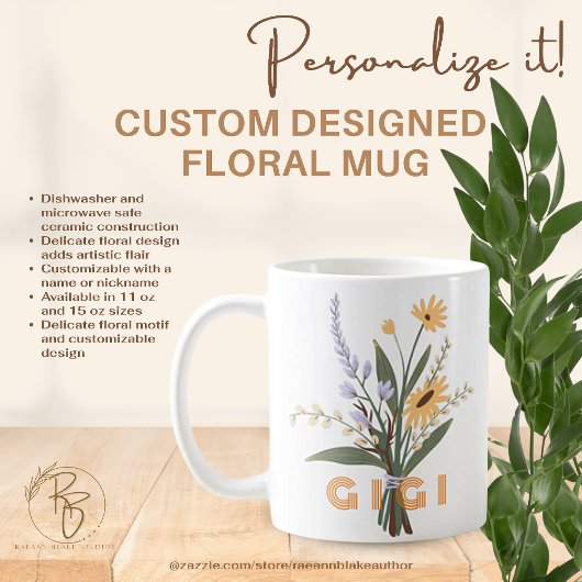Gepersonaliseerde Floral Keramische Mok