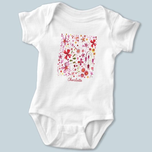 Gepersonaliseerde Floral Moderne Waterverf Romper