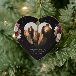 Gepersonaliseerde Floral-paren Valentijnsdag Gift  Keramisch Ornament