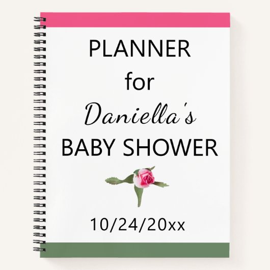 Gepersonaliseerde Floral Spray Baby shower Planner Notitieboek (Voorkant)