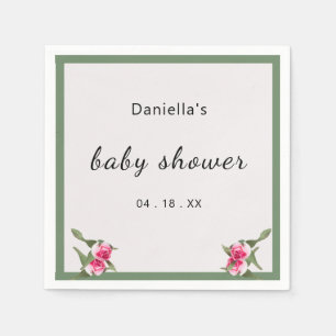 Gepersonaliseerde Floral SprayGreen Baby shower Servet