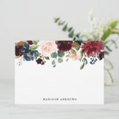 Gepersonaliseerde Floral Stationery Flat Kaart (Staand voorkant)