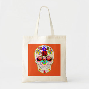 Gepersonaliseerde Floral Sugar Skull Halloween Can Tote Bag