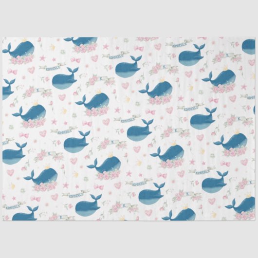 Gepersonaliseerde Floral Whale Tissuepapier (Voorkant)