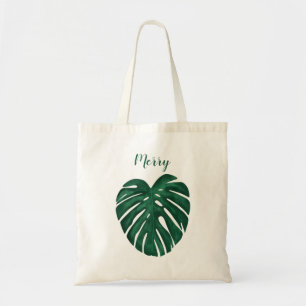 gepersonaliseerde florale canvas tas monstera leaf