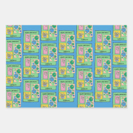 Gepersonaliseerde  florale doedelkunst inpakpapier vel