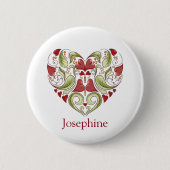 Gepersonaliseerde Flourish Heart Button (Voorkant)