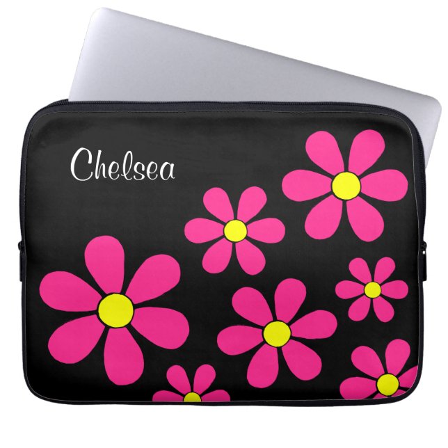 Gepersonaliseerde Flower Power-laptophoes Laptop Sleeve (Voorkant)