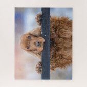 Gepersonaliseerde fluffy Brown Cocker Spaniel Dog Legpuzzel (Verticaal)