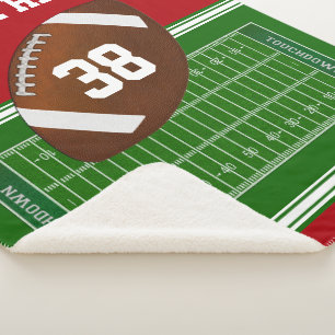 Gepersonaliseerde Football Blanket Red, om het eve Sherpa Deken