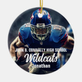 Gepersonaliseerde Football Player Foto High School Keramisch Ornament (Voorkant)