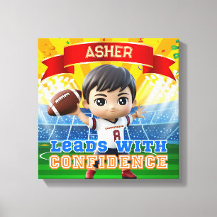 Gepersonaliseerde Football rode quarterback Motiva Canvas Afdruk