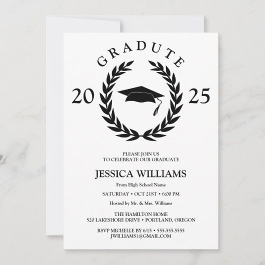 Gepersonaliseerde formele Laurel Wreath Graduation Kaart (Voorkant)