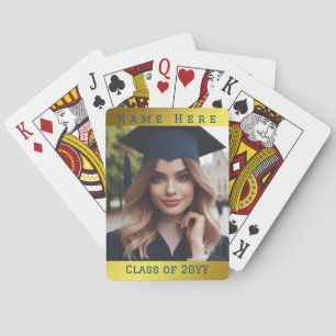 Gepersonaliseerde foto Afstuderen Klasse Naam Goud Pokerkaarten
