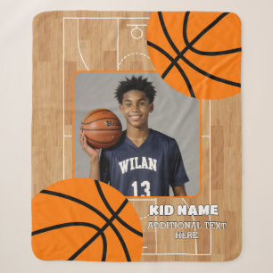 Gepersonaliseerde Foto Basketbal Speler Naam Sherpa Deken