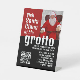 Gepersonaliseerde foto, Bezoek Santa, QRCode Queue Reclamebord Met Voetstuk